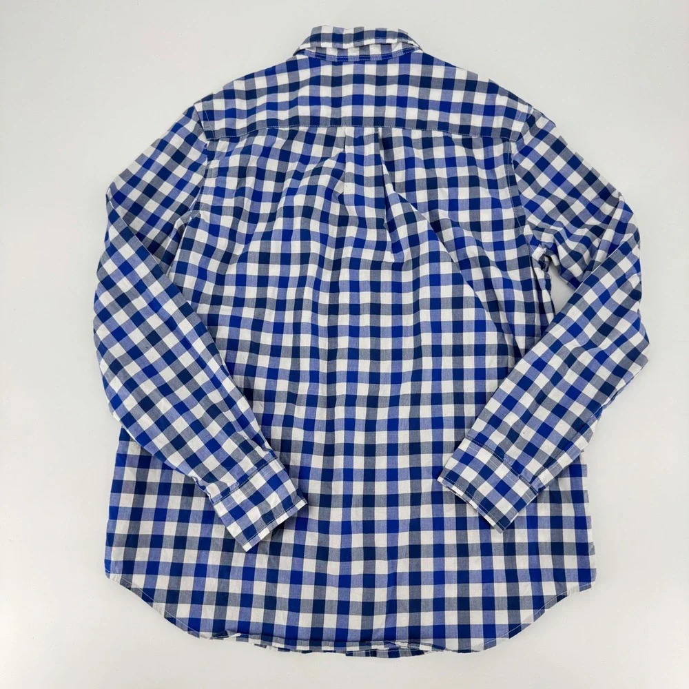 Ralph Lauren Boys Blue White Gingham Button Down Shirt Size L 14-16 Long Sleeve
